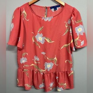 Apt. 9 Coral Floral Blouse